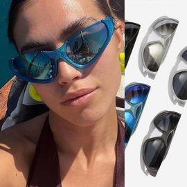  Mirrored Tint Wrap Around Frame Sports Sunglasses 