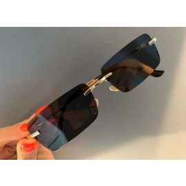 Small Rectangle Rimless Lens Fashion Girls Sunglasses