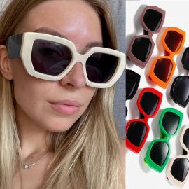 Cute Two Tone Bold Frame Modern Sunglasses