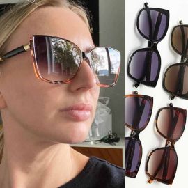 Women Cat Eye Striped Vintage Fashion Square Sunglasses