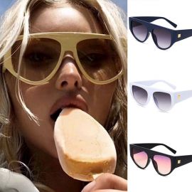 Bold Oversize Retro Flat Top Thick Frame Cute Sunnies