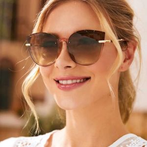 Women Vintage Oversized Frame Cat Eye Sunglasses