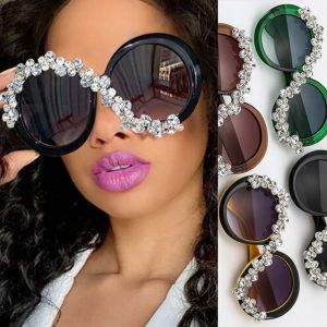 Faddish rhinestones bling crystals round sunglasses