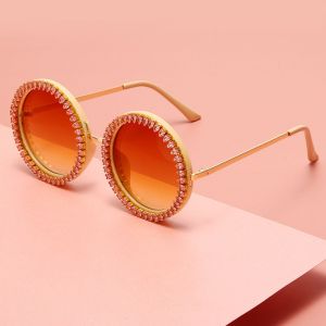 Rhinestones decor fancy diamonds round bling sunglasses
