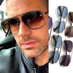 Unisex fashion flat top pilot sunglasses metal frame