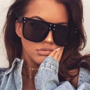 Flat Top Mirrored Sunglasses Oversize Reflective Shades
