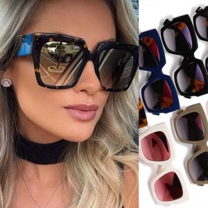 Luxury multicolored square oversized women sunglasses