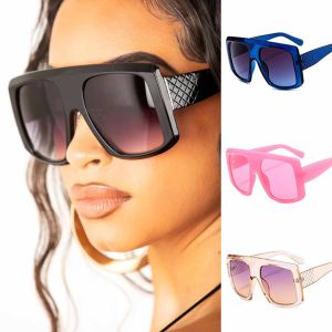 Flat Top Oversize Sunglasses Shield Lenses Square Frame